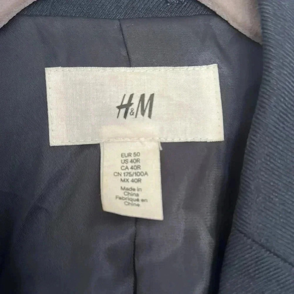 H&M Blue Navy Men’s Blazer Sz 40R - Picture 4 of 9